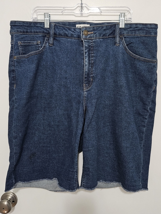 Ava & Viv Pants - Ava & Viv Women's Indigo Blue Raw-Hem Denim Bermuda Shorts Size 20W